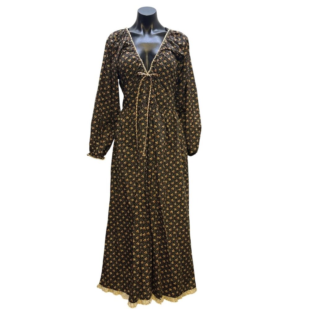 Christy Dawn Black and Gold Floral Maxi Dress